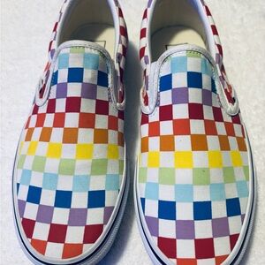 Brand New - VAN’S Rainbow Checkerboard Slip-On Pride Shoes Men's 8 / Women's 9.5